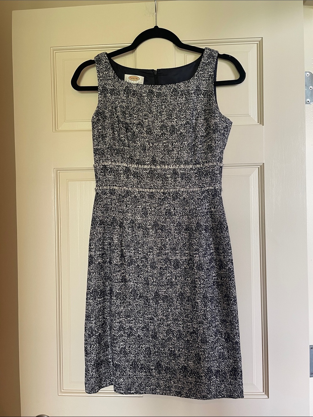 Talbots Black and White Tweed Midi Sheath Dress